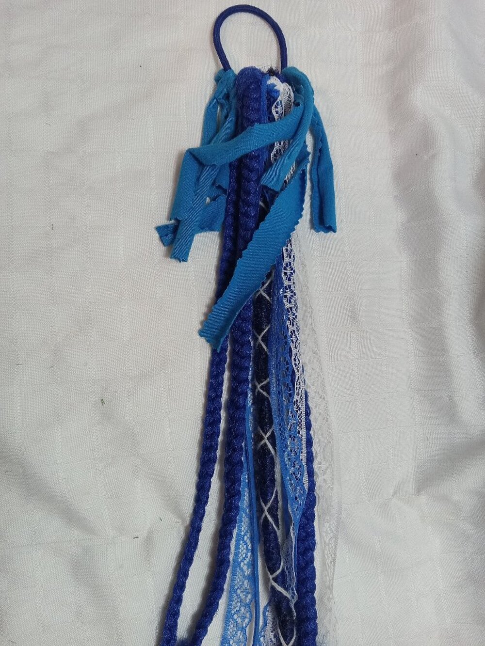 Handmade bohemian hair accessory with dreads, braids, lace ribbons & decorations